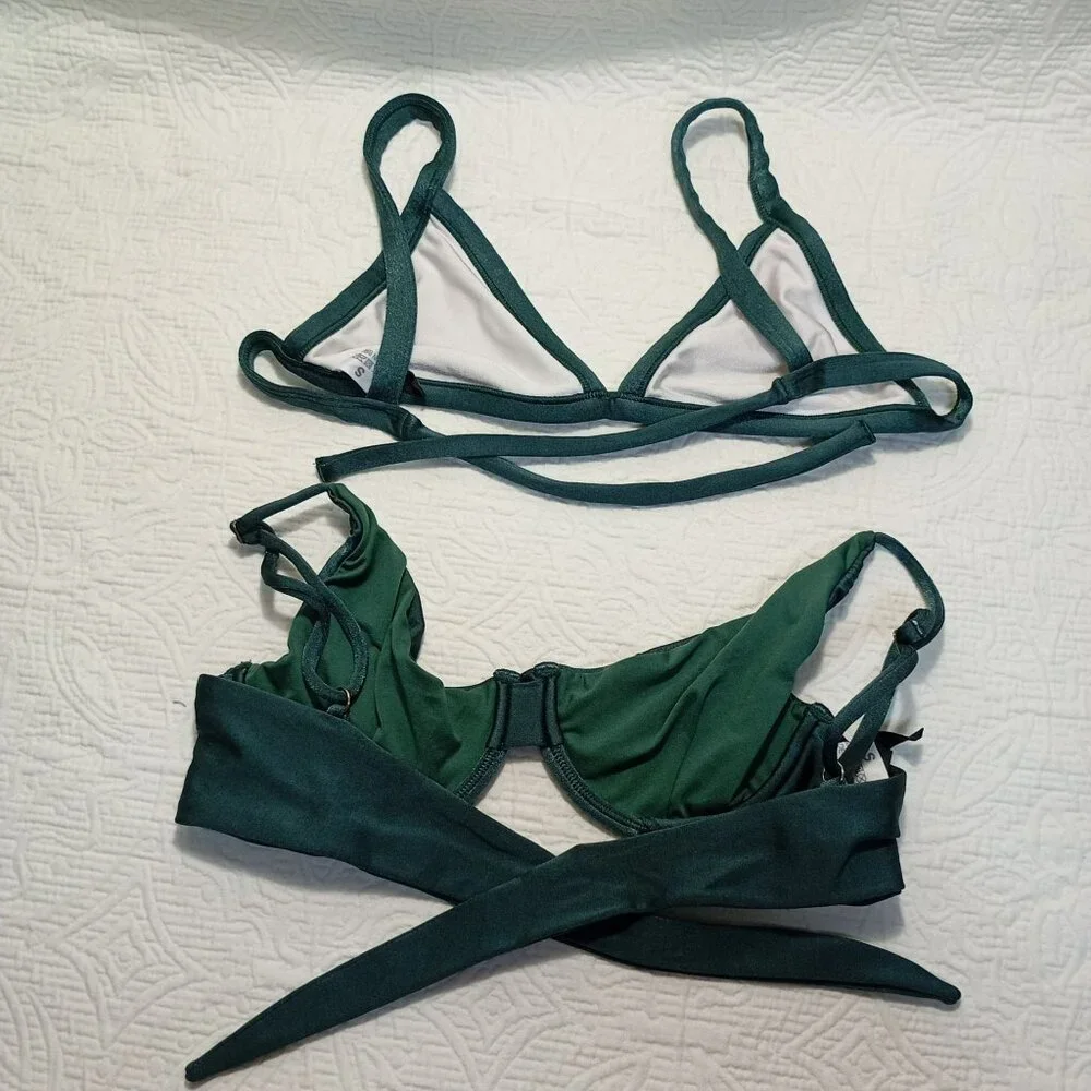 Acqua Di Palma Green Bikini Set 2 Bra With Underwire & Adjustable Straps Small - Picture 7 of 9